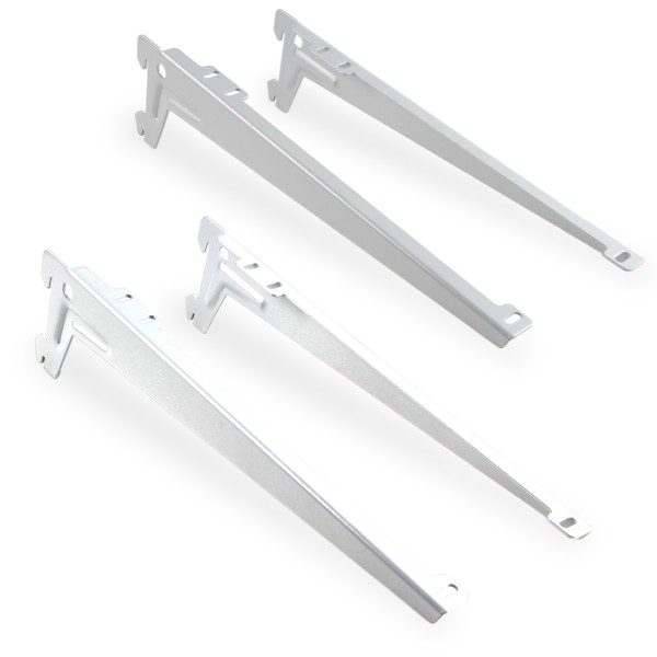Regalträgerpaar aus lackierten Stahl in Weiß oder Grau