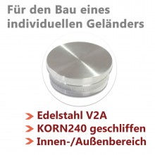 Rohrstopfen / Endkappe Edelstahl V2A Flach, Hohl, Ø33,7mm