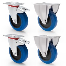 Transportrollen SET, Blue Wheels, Lenkrollen Schwerlastrollen Bremse 80mm 100mm 125 mm blau