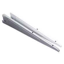 2-reihige Regalträger für Schienen Raster 50mm Regalbodenträger Regalwinkel (weiß/silber)