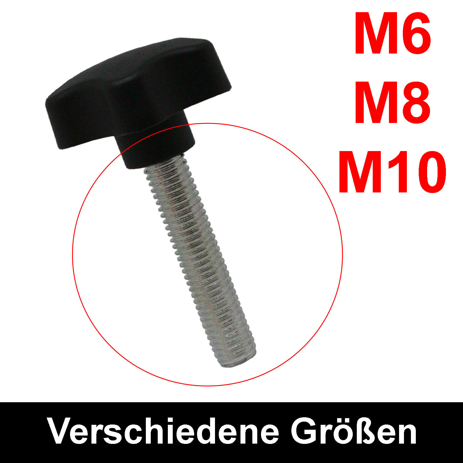 DE 10 Stk Sterngriffmutter Feststellmutter Sterngriff Klemmschraube M6 M8 M10 