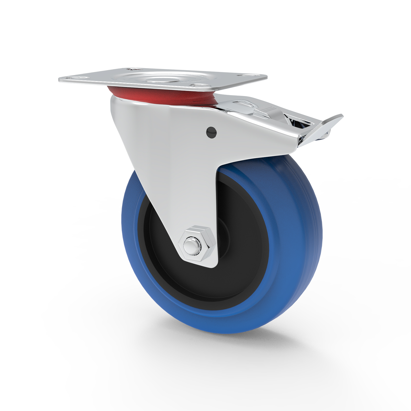 Blue Wheels 125 mm Rückenloch Lenkrolle Transportrolle ohne Bremse Rolle Rad 